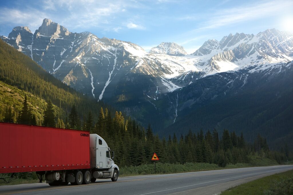 truck, road, shield